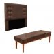 Conjunto de Cabeceira Queen com Recamier Gênova Veludo Marrom