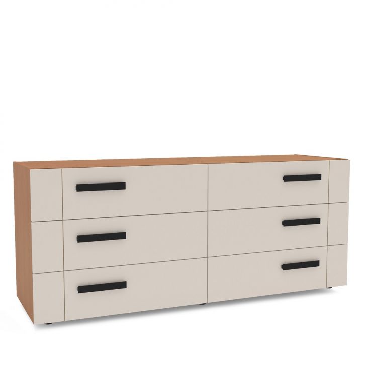 Cômoda Lisboa 6 Gavetas Freijó e Creme