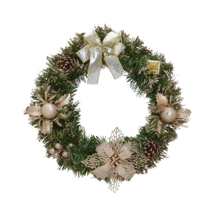 Guirlanda Decorada Espressione Verde e Champanhe 36 cm