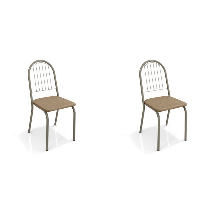 Conjunto com 2 Cadeiras Noruega Nickel e Capuccino
