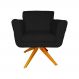 Poltrona Decorativa Isabela em Tressê Pés Madeira Giratório Suede Preto - DS Estofados