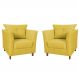 Kit 02 Poltronas Decorativas Isis Pés de Madeira Suede Amarelo - DS Estofados