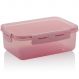 Pote Click Retangular 1280ml Com Tampa Hermética E Trava Rosa
