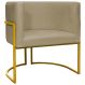 Poltrona Decorativa Para Sala Recepção Manicure Escritório Luna Suede Nude Base de Ferro Dourado