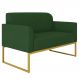 Poltrona Namoradeira 2 Lugares Base Industrial Dourada Maressa S23 Suede Verde - Ibiza