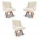 Kit 3 Cadeiras Decorativas Sala de Jantar Base Giratória de Madeira Firenze Linho Bege/Natural G19 - Gran Belo