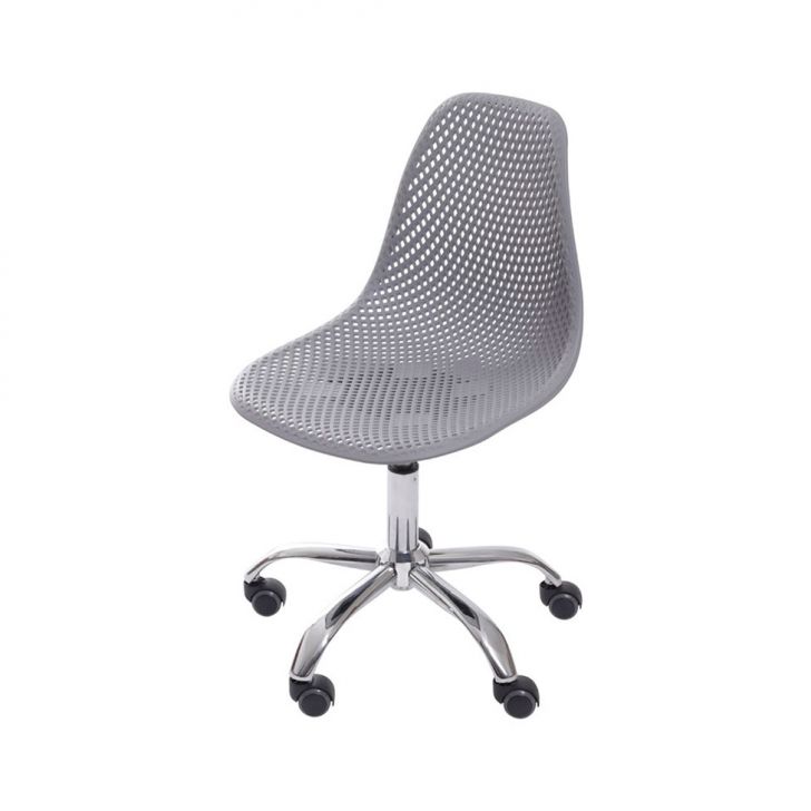 Cadeira de Escritório Secretária Colmeia Cinza e Cromada