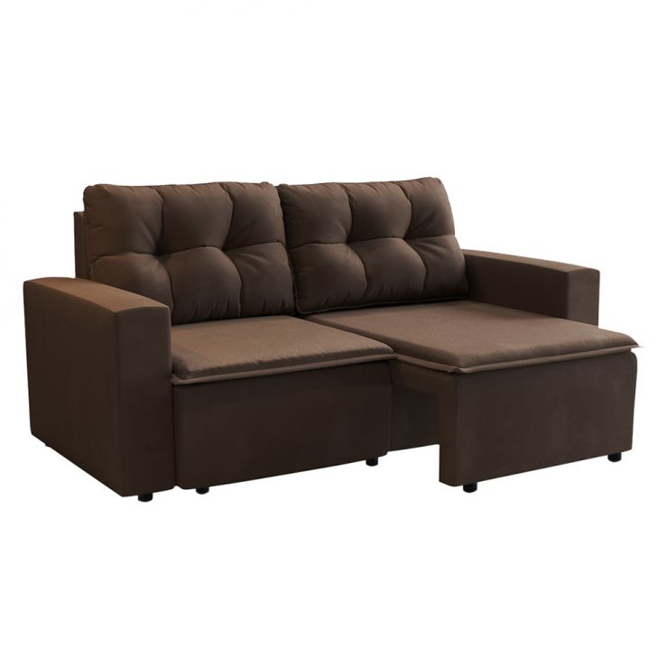 Sofá 3 Lugares Retrátil Amsterdã I Suede Marrom 180 Cm