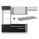 Cozinha Completa Madesa Safira com Armário e Balcão + Tampo - Branco/Preto/Branco