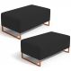 Kit 02 Puffs Decorativo Sala De Estar Cléo 90cm W01 Base Ferro Cobre Suede Preto - Lyam Decor