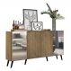 Aparador Buffet 4 Portas com Espelho Retrô Vegas Multimóveis V3562 Rustic/Preto