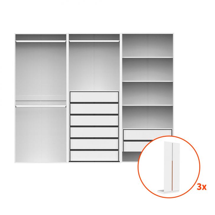 Guarda-roupa Modulado Com Cabideiros E Prateleiras New Tuyo 6 Portas Articuladas 8 Gavetas Branco 270 Cm