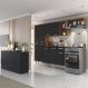 Cozinha Completa c/ Buffet/Aparador Paris Multimóveis MP2043 Madeirada/Preta