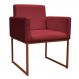 Poltrona Decorativa Base De Ferro Bronze Veludo Vermelho - Montanaris Decor
