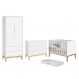 Dormitório Completo Infantil Classic 2 Portas, Cômoda 6 Gavetas, Berço Branco Fosco com Pés Madeira Natural e Colchão D18 - Reller Móveis