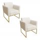 Kit 02 Poltronas Marisa Suede Base Industrial Metálica Dourado D'Rossi