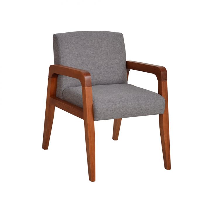 Poltrona Olinda Poliéster Cinza E Amêndoa