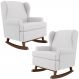 Kit 2 Poltronas De Amamentação Com Balanço Malu Base De Madeira P02 Facto Branco Fosco - Lyam Decor