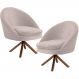 Kit 02 Poltronas Decorativa Base Giratória de Madeira Rafa D02 Veludo Bege C-309 - Lyam Decor