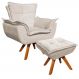 Poltrona Decorativa Base Giratória Giromad com Puff Opla Suede Bege - Ibiza