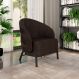 Poltrona Decorativa Sala de Estar kenya Pés em Ferro Pu Preto/Marrom G33 - Gran Belo