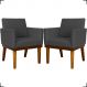 Kit 2 Poltronas Decorativas Divine Base Reforçada De Madeira Suede Preto - Clique E Decore