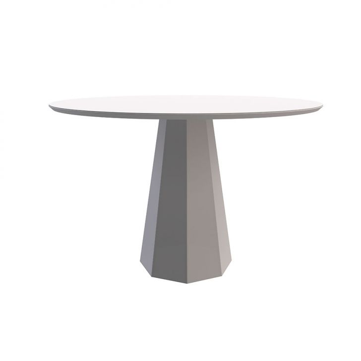 Mesa de Jantar Redonda com Tampo de Vidro Isis Off White 117 cm