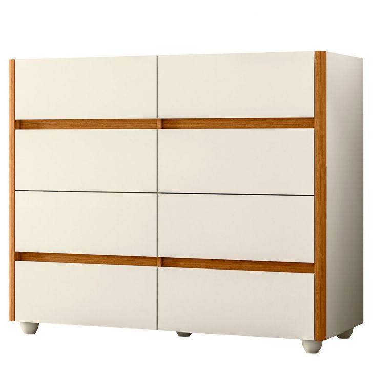 Cômoda Aparador 8 Gavetas com Tampo Estilo Bandeja Eternity Off White/Cinamomo