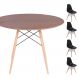 Conjunto Mesa Eames Eiffel DSW Redonda Imbuia 120cm + 4 Cadeiras Eames DSW - Preta