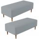Kit 02 Puffs Decorativos Sala de Estar Bali W01 Pés Palito 120x50 cm Suede Cinza - Lyam Decor