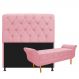 Kit Cabeceira Lady e Recamier Ari 90 cm Solteiro Suede Rosa Bebê - Amarena Móveis