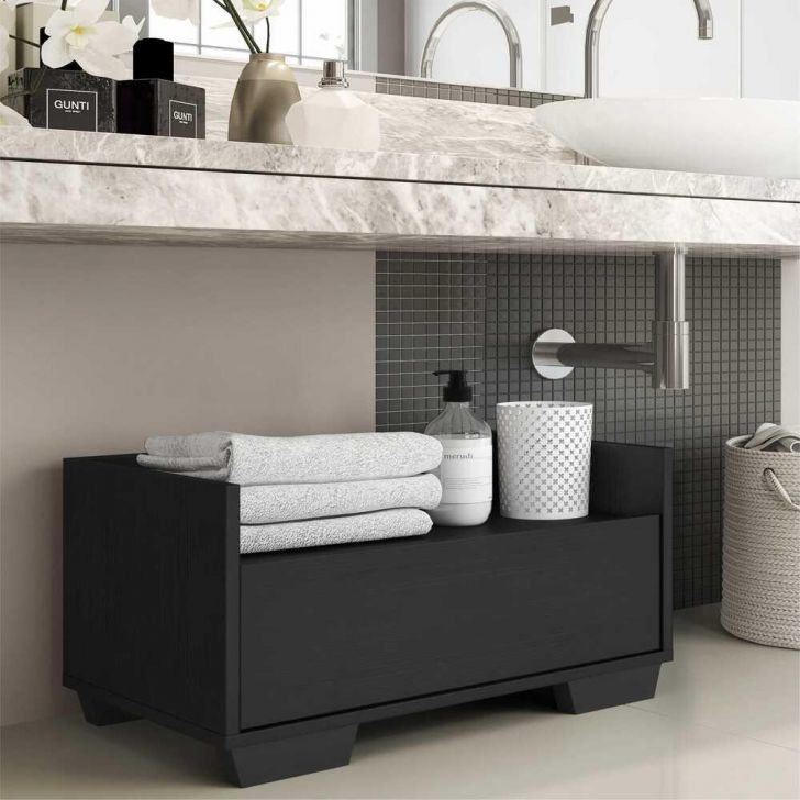 Gabinete Armário Banheiro 60 cm c/ Pés Quadrados Multimóveis Preto