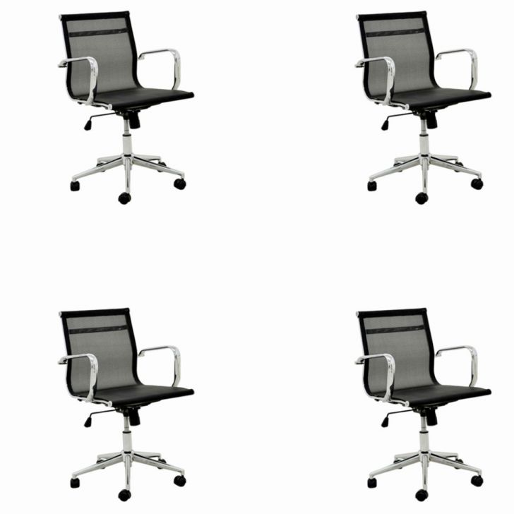 Conjunto com 4 Cadeiras de Escritório Sevilha II Preto