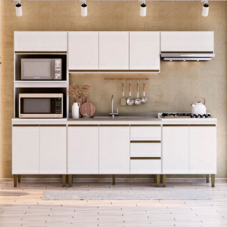 Cozinha Completa Margarida 11 Portas 3 Gavetas Branca