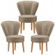 Kit 3 Poltronas Estofada para Sala de Jantar Confortável Tecido Veludo MOBLAN decor