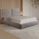 Cama com Cabeceira Elva Queen Base no Chão Veludo Luxo Cinza G92 - Gran Belo