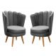 Kit 02 Poltronas Decorativa Pétala Pés Palito - Suede Cinza