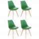 Kit 4 cadeiras jantar cozinha Leda Eames com assento estofado Verde bandeira