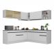Armário de Cozinha Completa de Canto com Rodapé Veneza Multimóveis V2096 Branco/Preto