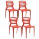Kit 04 Cadeiras Para Cozinha Área Gourmet Jardim Empilhável Larsen P03 Vermelho - Lyam Decor
