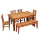 Conjunto Mesa de Jantar 1,5M 4 Cadeiras Mineira e Banco | Banqueta 1,5M Madeira Maciça