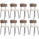 Kit 08 Cadeiras Decorativas Estofada Sala Jantar Barcelona L02 Couríssimo Marrom Linho Cru - Lyam