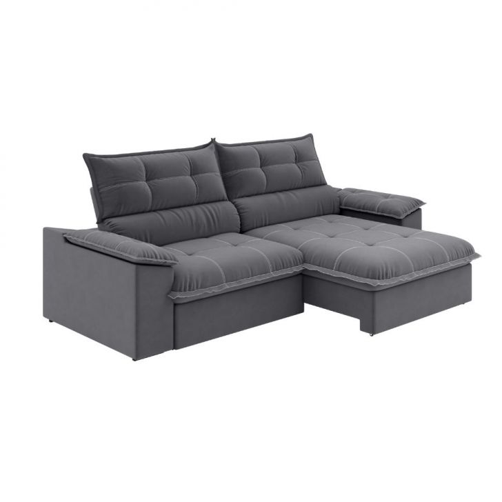 Image of Sofá 4 Lugares Retrátil E Reclinável Venetto Veludo Slim Titânio 250 Cm PLA-MO895UP26JGNMOB