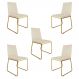 Kit 5 Cadeiras de Jantar Estofada Lille Base Gold Veludo Bege - Montanaris Decor