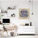Quadro Frase School Kills Creativity 60x60 Caixa Marfim