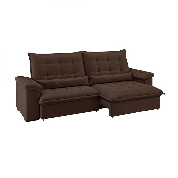 Image of Sofá 4 Lugares Retrátil E Reclinável Mônaco Veludo Chocolate PLA-MO895UP16RPBMOB