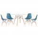 Mesa redonda Eames 120 cm branco + 4 cadeiras Eiffel DSW Turquesa