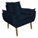 Poltrona Decorativa para Sala de Estar Opala Suede Azul Marinho - Montanaris Decor