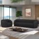 Conjunto Sala de Estar Sofá 332cm 4 Lugares e Poltrona Adam PU Preto G45 - Gran Belo