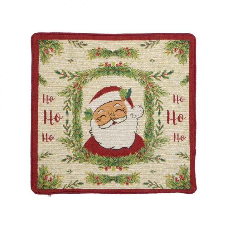 Capa de Almofada Espressione Papai Noel Verde e Vermelha 44x44 cm